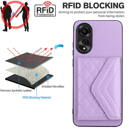 OPPO A78 4G Leather Case with Card Holder & RFID Protection, Long Lanyard Included