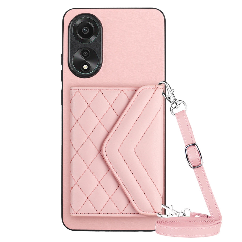 OPPO A78 4G Leather Case with Card Holder & RFID Protection, Long Lanyard Included