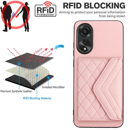 OPPO A78 4G Leather Case with Card Holder & RFID Protection, Long Lanyard Included