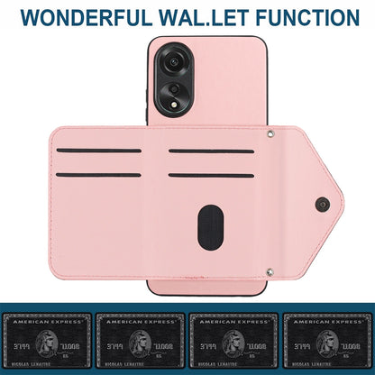 OPPO A78 4G Leather Case with Card Holder & RFID Protection, Long Lanyard Included