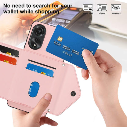 OPPO A78 4G Leather Case with Card Holder & RFID Protection, Long Lanyard Included