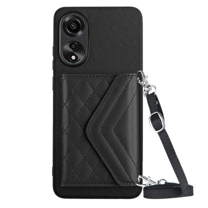 OPPO A78 4G Leather Case with Card Holder & RFID Protection, Long Lanyard Included