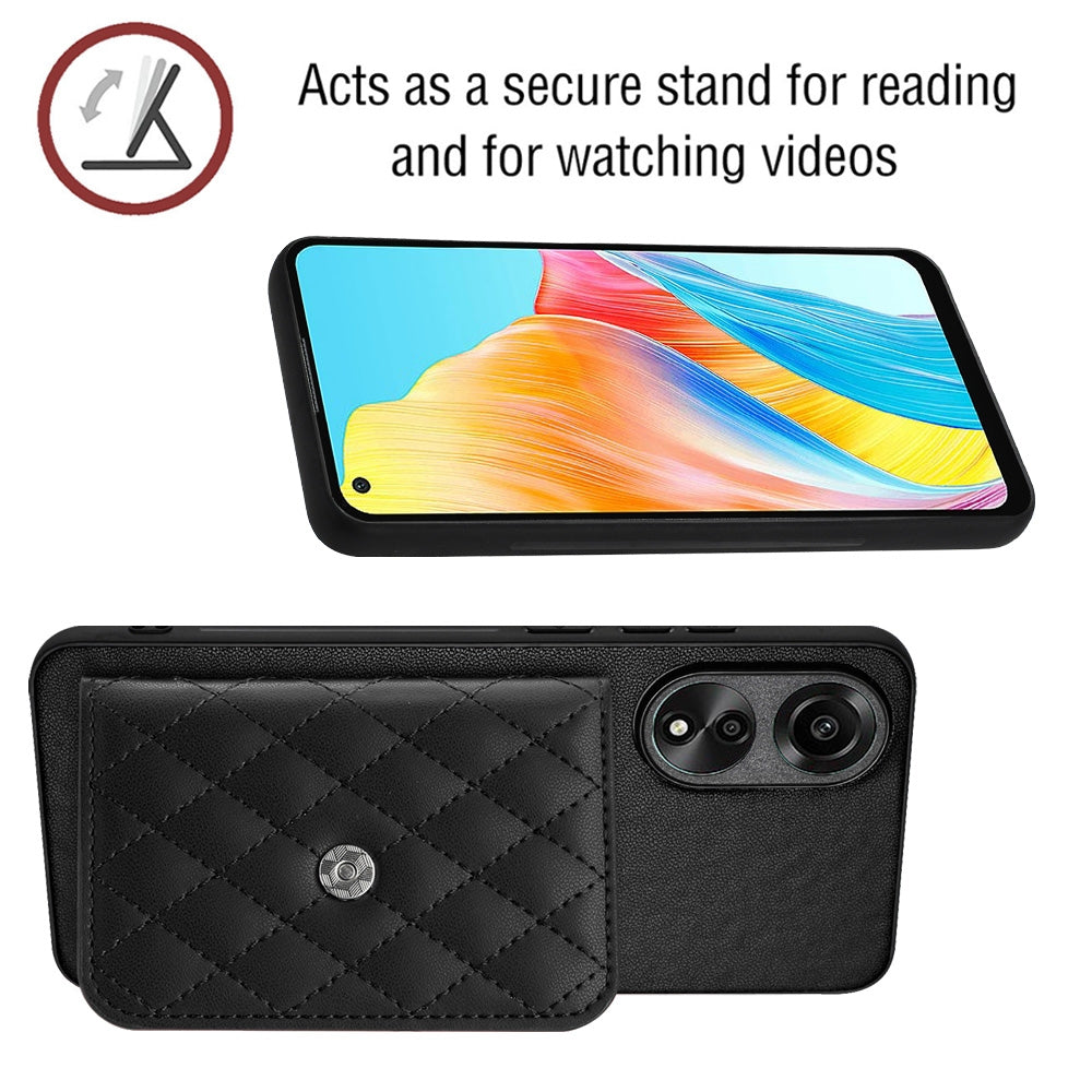 OPPO A78 4G Leather Case with Card Holder & RFID Protection, Long Lanyard Included