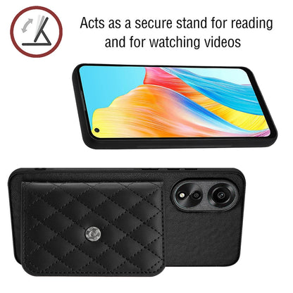OPPO A78 4G Leather Case with Card Holder & RFID Protection, Long Lanyard Included