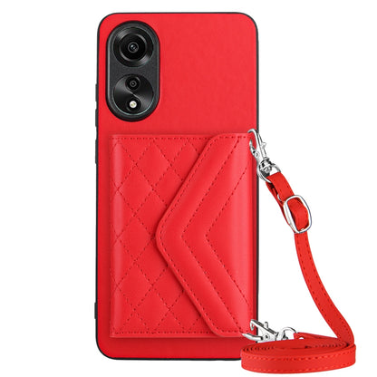 OPPO A78 4G Leather Case with Card Holder & RFID Protection, Long Lanyard Included