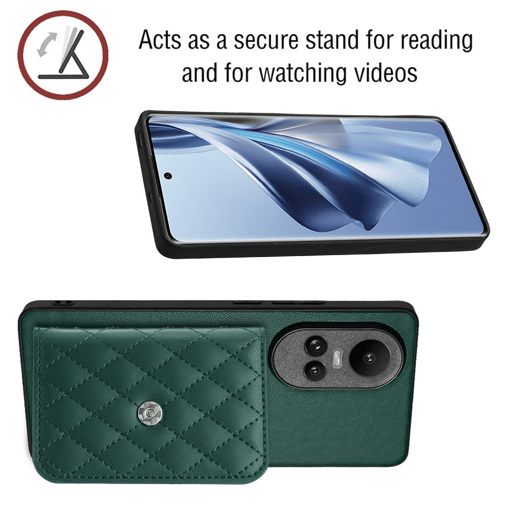 OPPO Reno10 5G Leather Case with Card Holder & RFID Protection, Long Lanyard Included