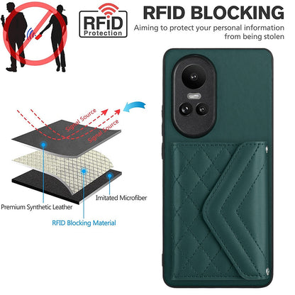 OPPO Reno10 5G Leather Case with Card Holder & RFID Protection, Long Lanyard Included