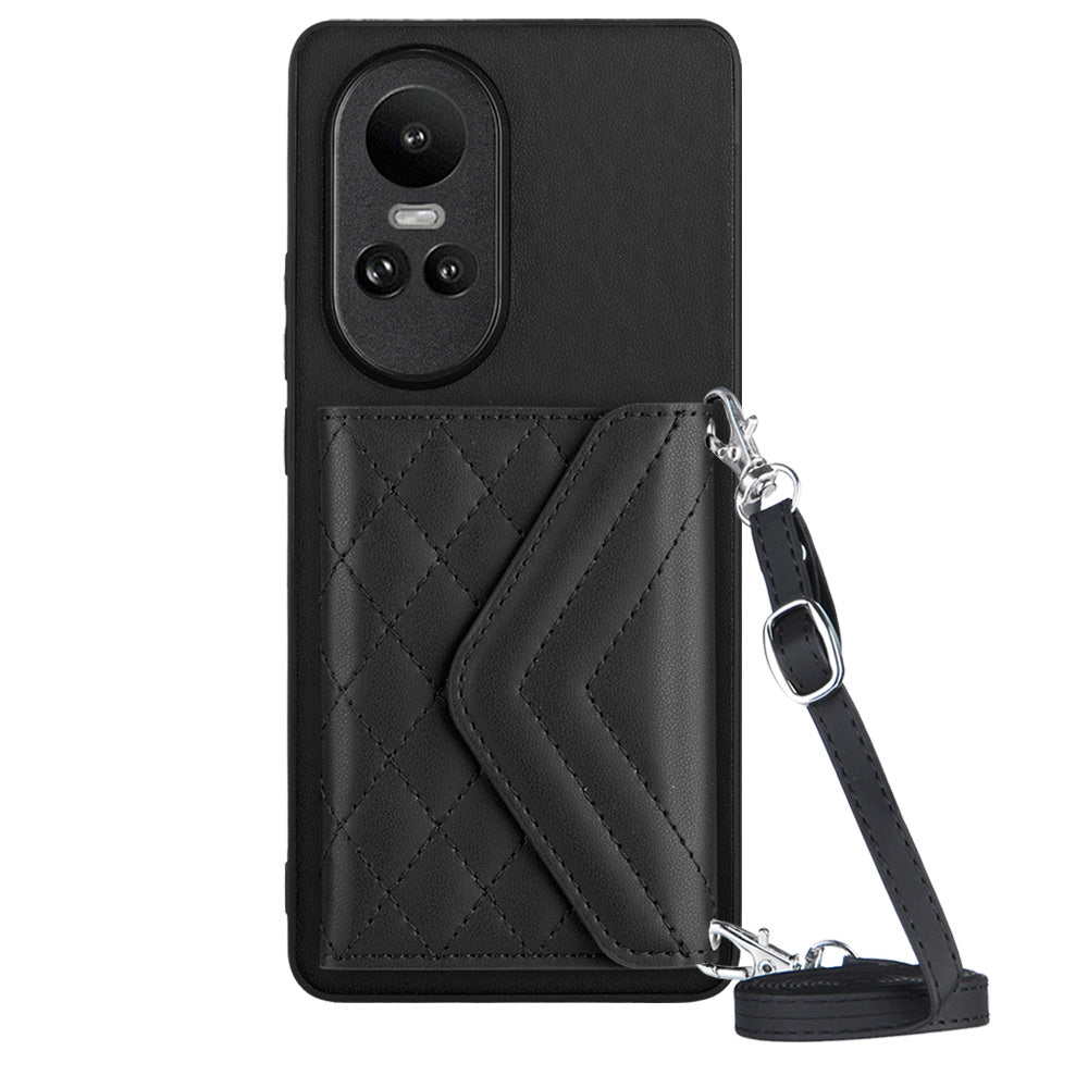 OPPO Reno10 5G Leather Case with Card Holder & RFID Protection, Long Lanyard Included