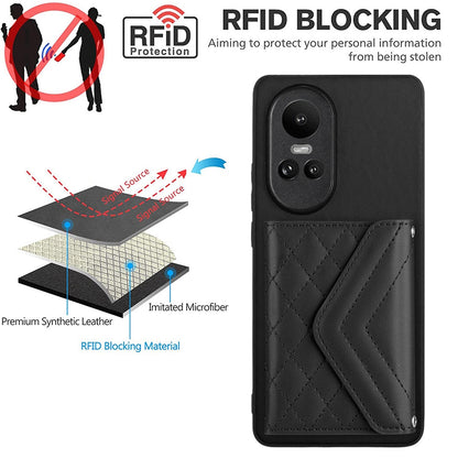 OPPO Reno10 5G Leather Case with Card Holder & RFID Protection, Long Lanyard Included