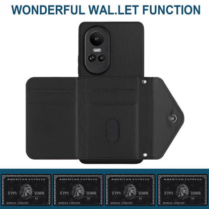 OPPO Reno10 5G Leather Case with Card Holder & RFID Protection, Long Lanyard Included