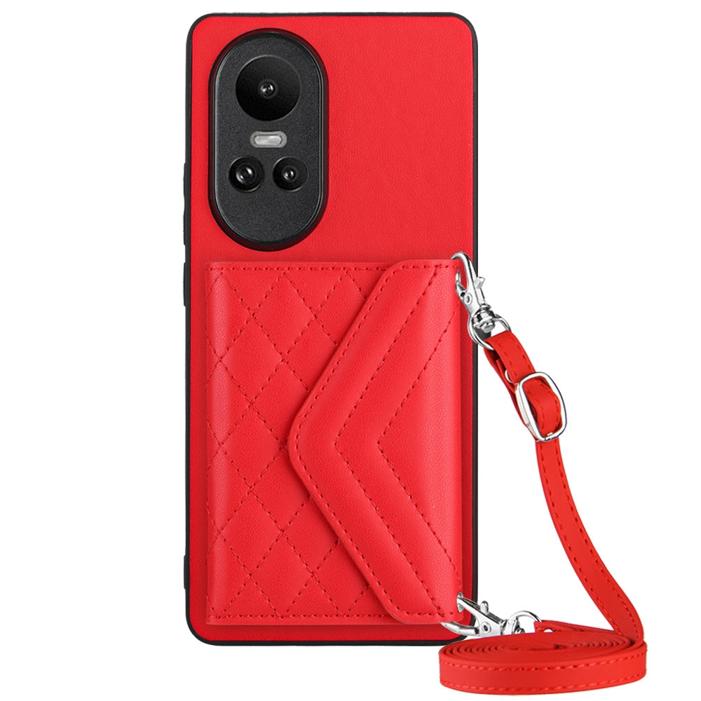 OPPO Reno10 5G Leather Case with Card Holder & RFID Protection, Long Lanyard Included