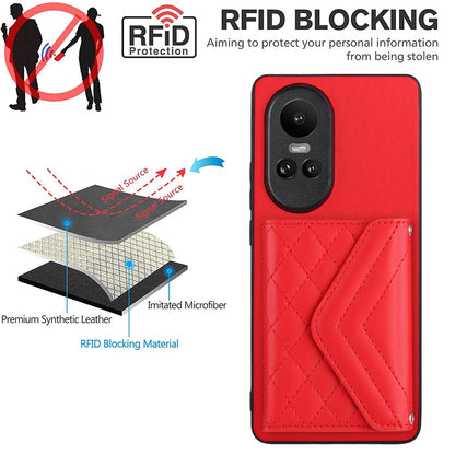 OPPO Reno10 5G Leather Case with Card Holder & RFID Protection, Long Lanyard Included