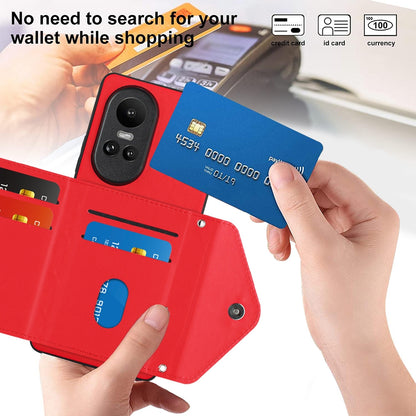 OPPO Reno10 5G Leather Case with Card Holder & RFID Protection, Long Lanyard Included