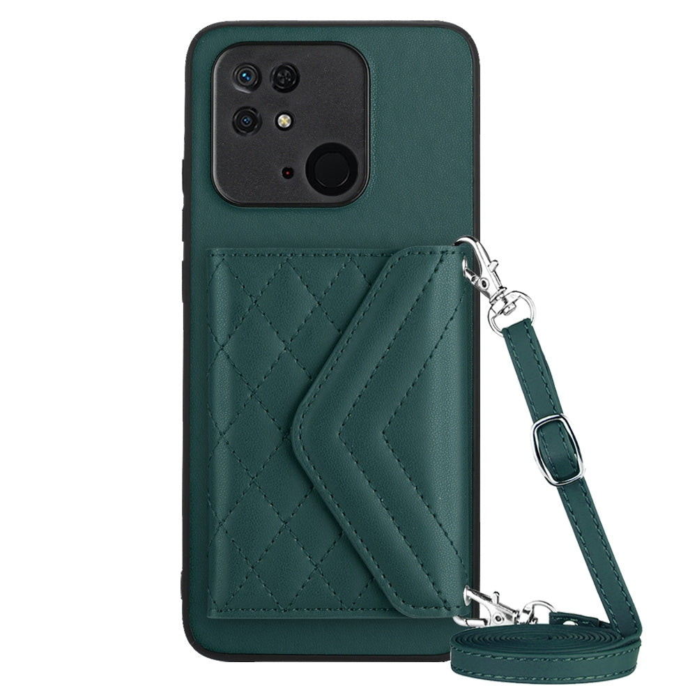 Xiaomi Redmi 10C Leather Case with Card Holder & RFID Protection, Long Lanyard Included