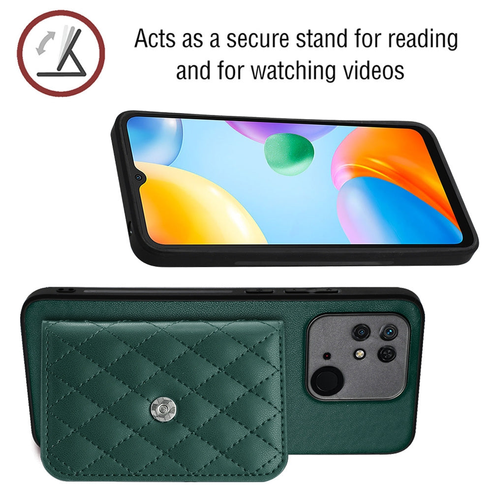 Xiaomi Redmi 10C Leather Case with Card Holder & RFID Protection, Long Lanyard Included