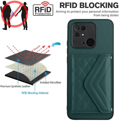 Xiaomi Redmi 10C Leather Case with Card Holder & RFID Protection, Long Lanyard Included