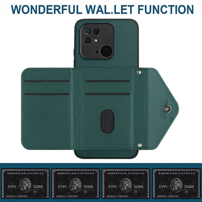 Xiaomi Redmi 10C Leather Case with Card Holder & RFID Protection, Long Lanyard Included
