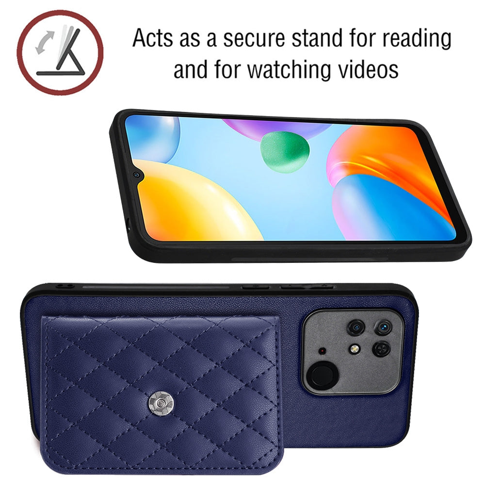Xiaomi Redmi 10C Leather Case with Card Holder & RFID Protection, Long Lanyard Included