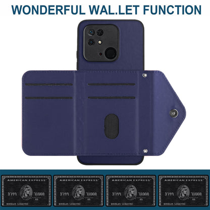 Xiaomi Redmi 10C Leather Case with Card Holder & RFID Protection, Long Lanyard Included
