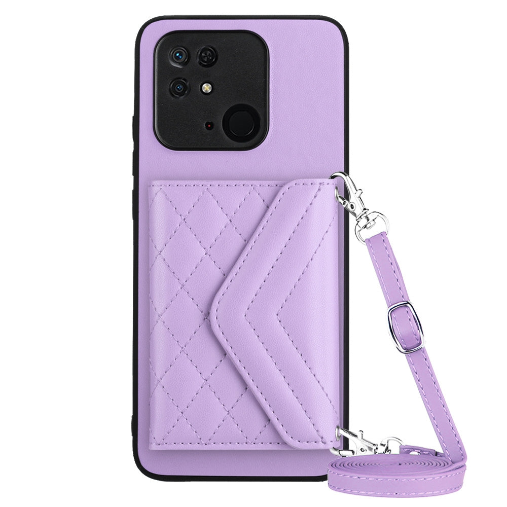 Xiaomi Redmi 10C Leather Case with Card Holder & RFID Protection, Long Lanyard Included