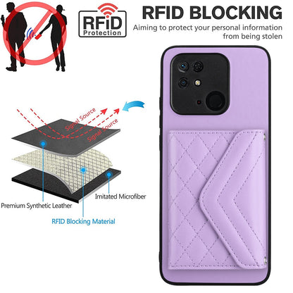 Xiaomi Redmi 10C Leather Case with Card Holder & RFID Protection, Long Lanyard Included