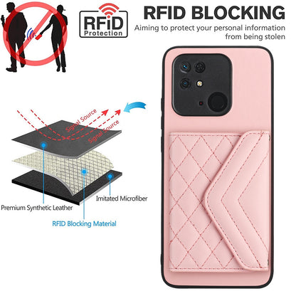 Xiaomi Redmi 10C Leather Case with Card Holder & RFID Protection, Long Lanyard Included