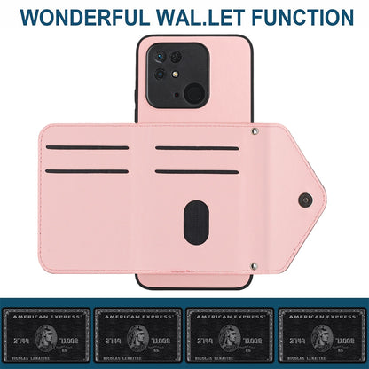 Xiaomi Redmi 10C Leather Case with Card Holder & RFID Protection, Long Lanyard Included