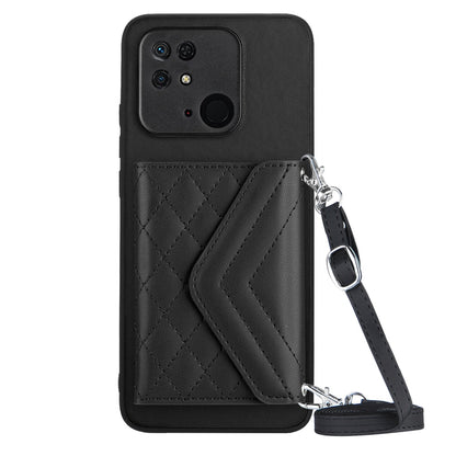Xiaomi Redmi 10C Leather Case with Card Holder & RFID Protection, Long Lanyard Included