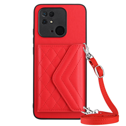 Xiaomi Redmi 10C Leather Case with Card Holder & RFID Protection, Long Lanyard Included
