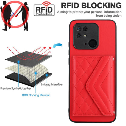 Xiaomi Redmi 10C Leather Case with Card Holder & RFID Protection, Long Lanyard Included