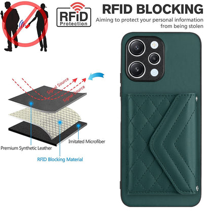 Xiaomi Redmi 12 4G Leather Case with Card Holder & RFID Protection, Long Lanyard Included