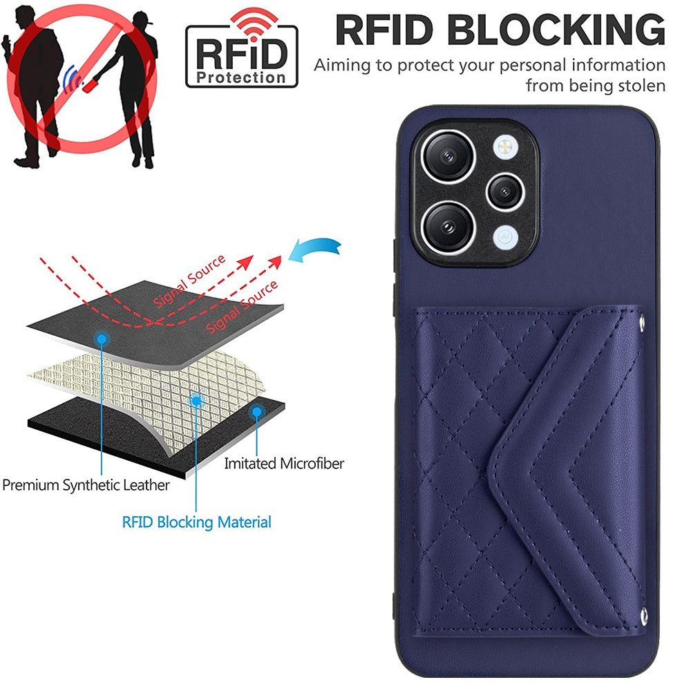 Xiaomi Redmi 12 4G Leather Case with Card Holder & RFID Protection, Long Lanyard Included