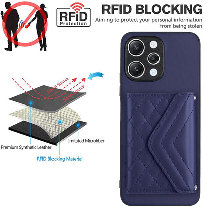 Xiaomi Redmi 12 4G Leather Case with Card Holder & RFID Protection, Long Lanyard Included