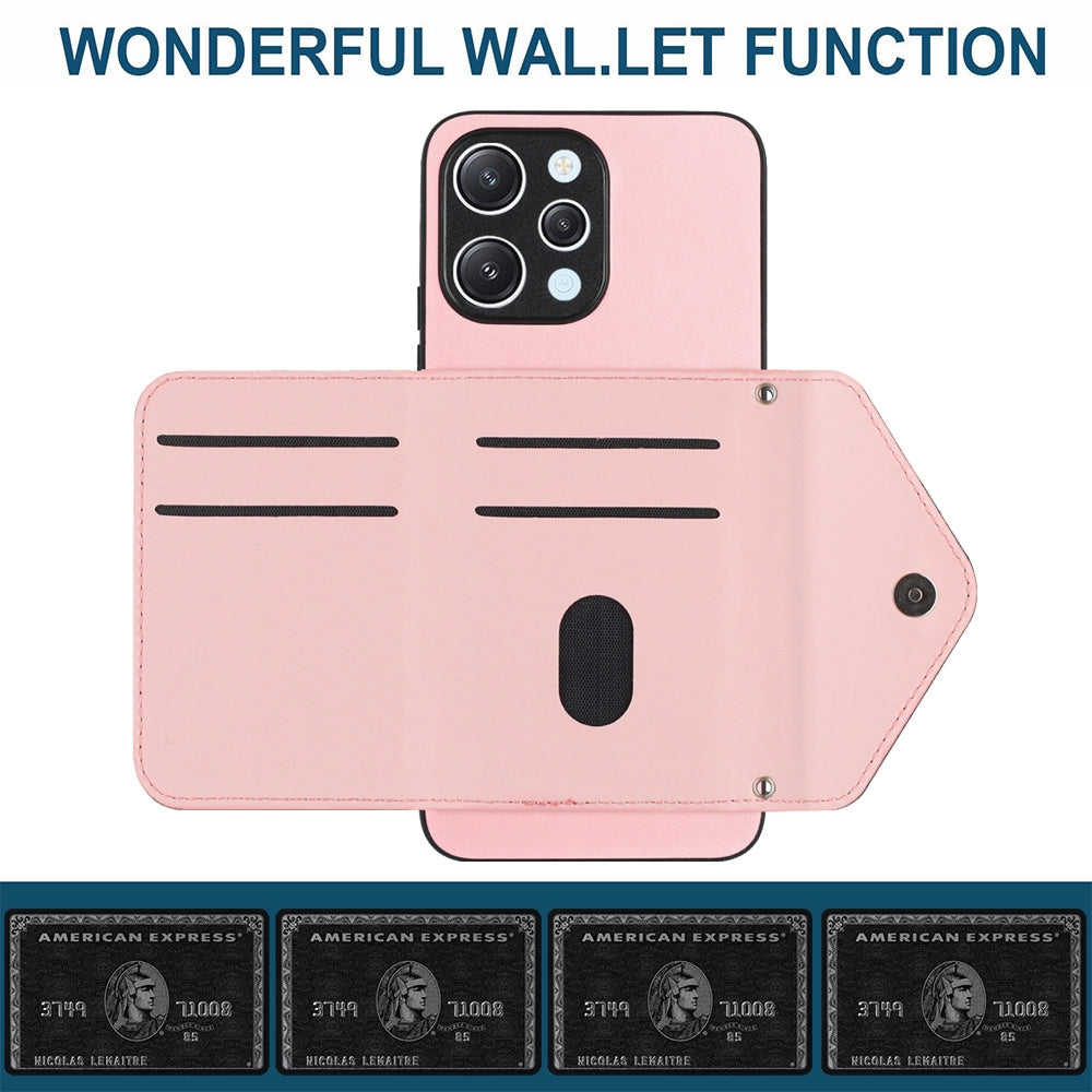 Xiaomi Redmi 12 4G Leather Case with Card Holder & RFID Protection, Long Lanyard Included
