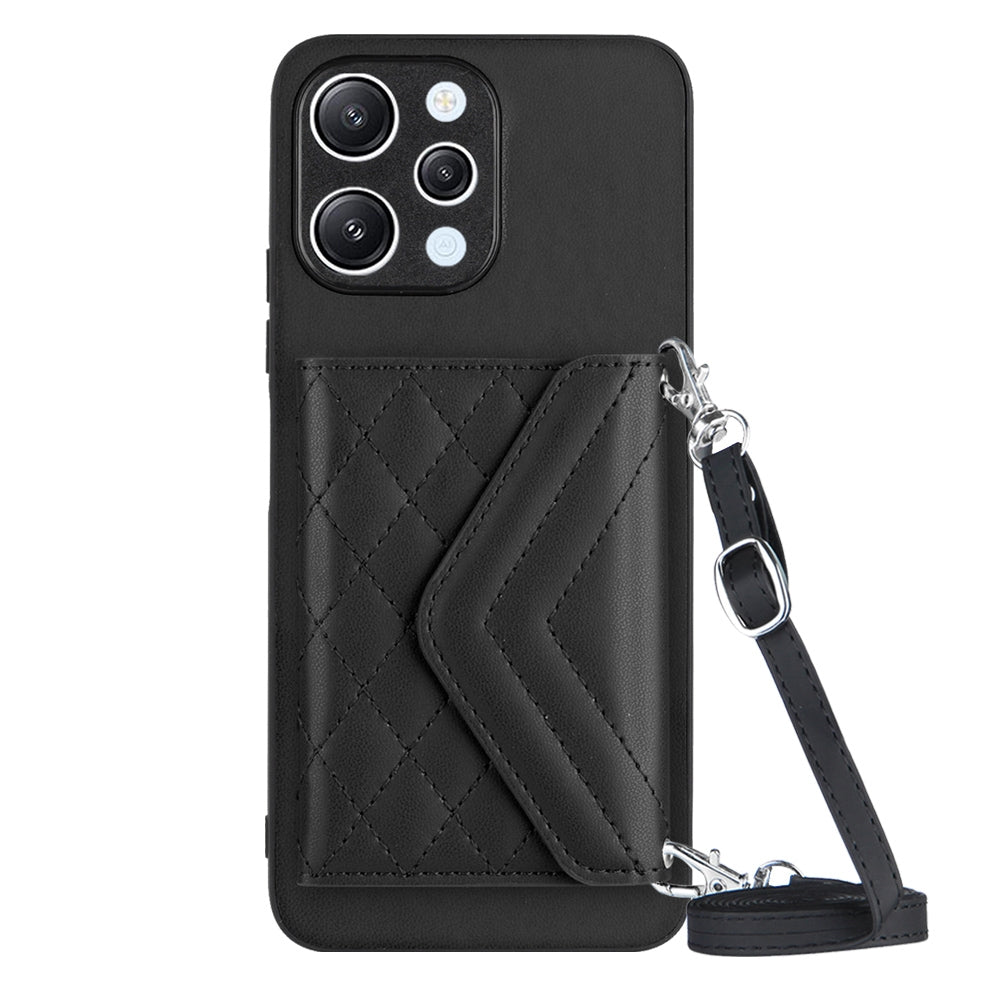 Xiaomi Redmi 12 4G Leather Case with Card Holder & RFID Protection, Long Lanyard Included