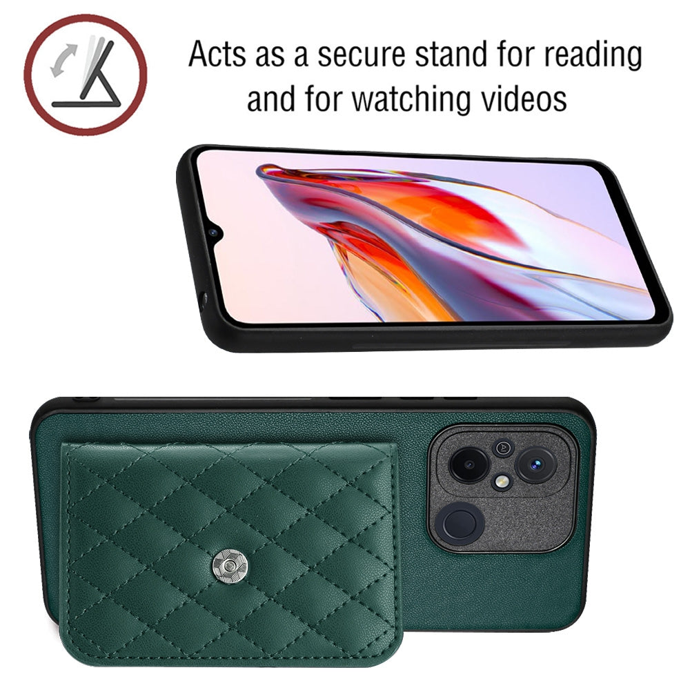 Xiaomi Redmi 11A Leather Case with Card Holder & RFID Protection, Long Lanyard Included