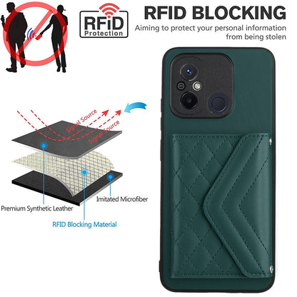 Xiaomi Redmi 12C Leather Case with Card Holder & RFID Protection, Long Lanyard Included