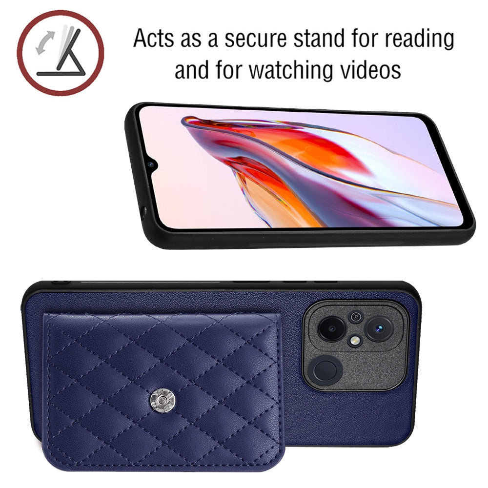 Xiaomi Redmi 12C Leather Case with Card Holder & RFID Protection, Long Lanyard Included
