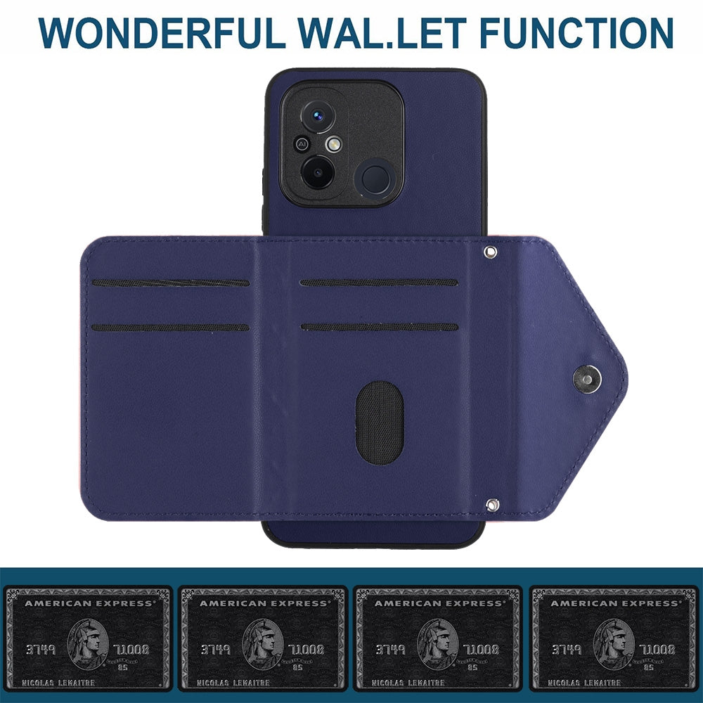 Xiaomi Redmi 12C Leather Case with Card Holder & RFID Protection, Long Lanyard Included
