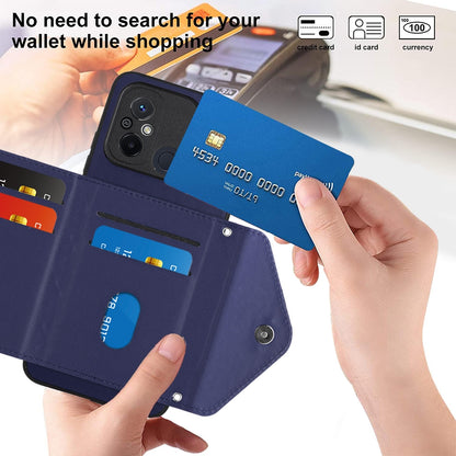 Xiaomi Redmi 11A Leather Case with Card Holder & RFID Protection, Long Lanyard Included
