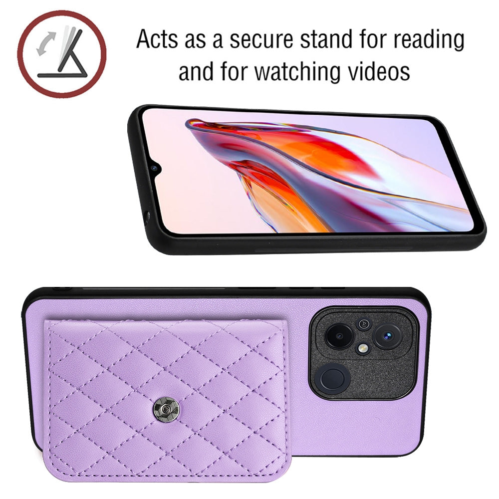 Xiaomi Redmi 12C Leather Case with Card Holder & RFID Protection, Long Lanyard Included