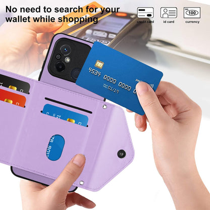 Xiaomi Redmi 12C Leather Case with Card Holder & RFID Protection, Long Lanyard Included