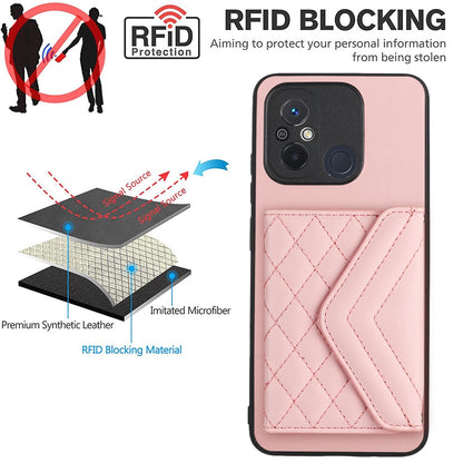 Xiaomi Redmi 12C Leather Case with Card Holder & RFID Protection, Long Lanyard Included