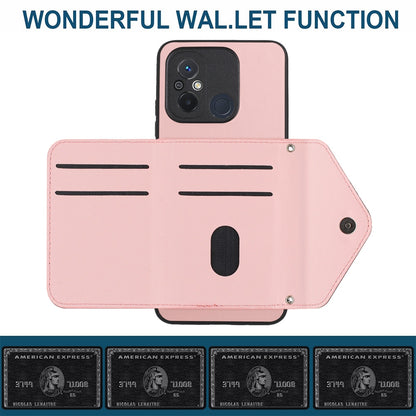 Xiaomi Redmi 12C Leather Case with Card Holder & RFID Protection, Long Lanyard Included