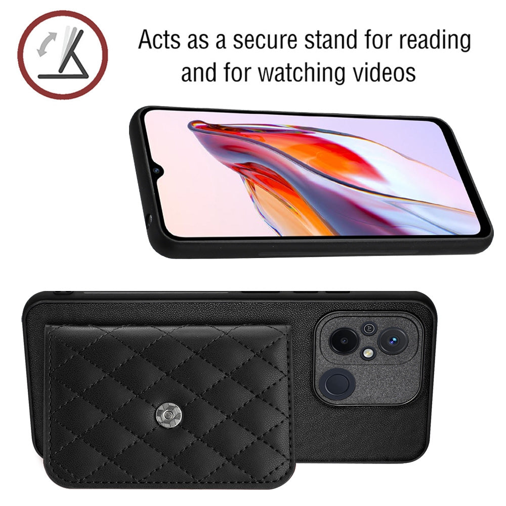 Xiaomi Redmi 12C Leather Case with Card Holder & RFID Protection, Long Lanyard Included