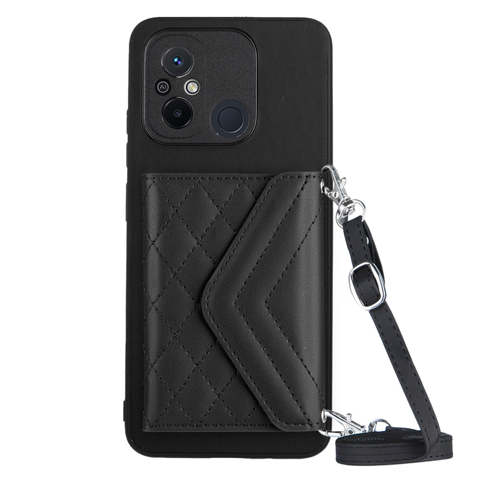 Xiaomi Redmi 11A Leather Case with Card Holder & RFID Protection, Long Lanyard Included