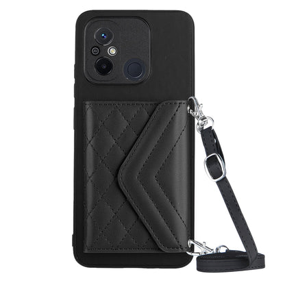 Xiaomi Redmi 11A Leather Case with Card Holder & RFID Protection, Long Lanyard Included