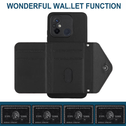 Xiaomi Redmi 11A Leather Case with Card Holder & RFID Protection, Long Lanyard Included