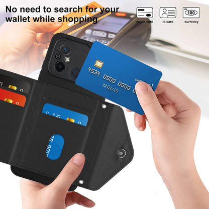 Xiaomi Redmi 11A Leather Case with Card Holder & RFID Protection, Long Lanyard Included