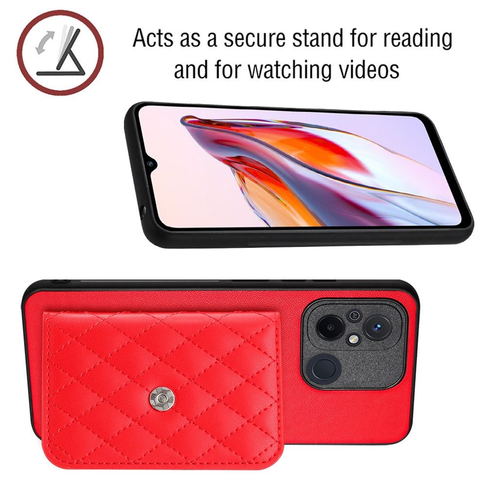 Xiaomi Redmi 12C Leather Case with Card Holder & RFID Protection, Long Lanyard Included